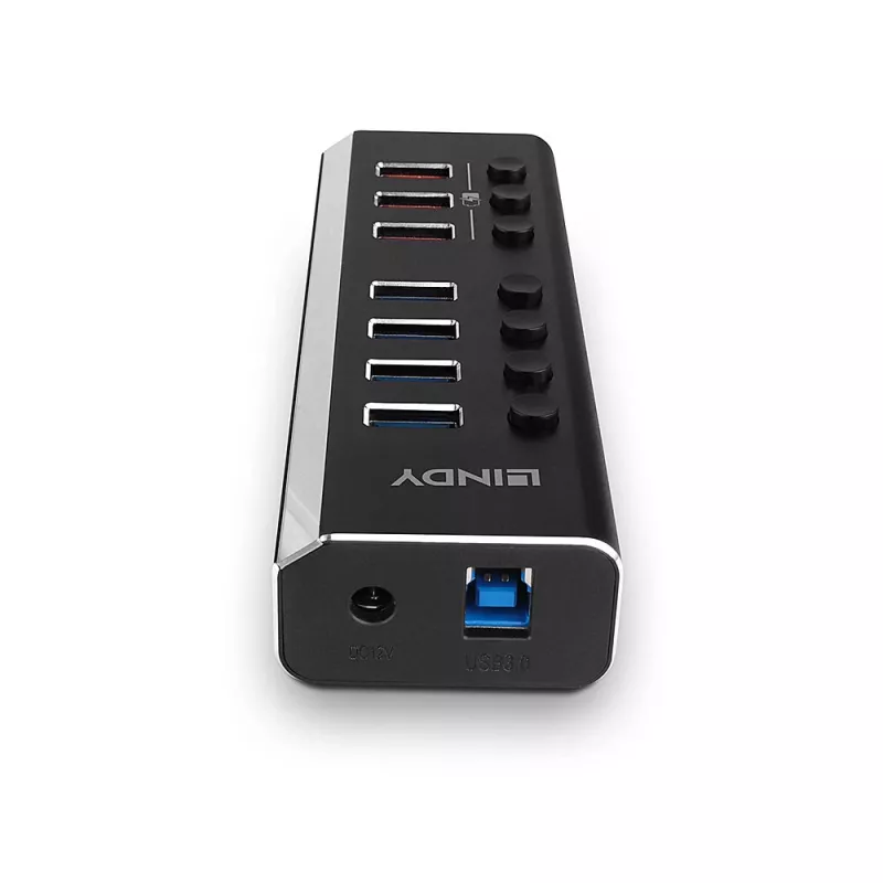 Hub USB 3.0 Lindy de 4 puertos con 3 conexiones Quick Charge 3.0