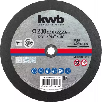 Disco de corte KWB 711833 para tubo, chapa y acero inoxidable
