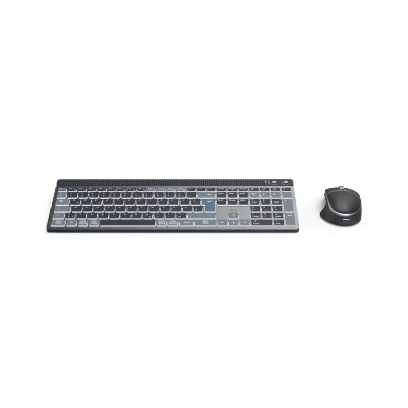 Hama WKM-750 set de teclado y ratón inalámbrico multidispositivo, LED, QWERTZ, negro