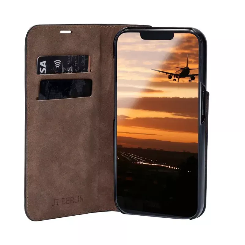Funda cartera JT BERLIN 11106 para iPhone 16E 15,4 cm negra