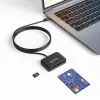 Lector de tarjetas de chip por contacto USB-C Manhattan con ranura microSD, conector macho USB Type-C a interfaz de lector por contacto y microSDXC, compatible con Windows, macOS y Linux, lee tarjetas SIM con adaptador, cable de 1 m, Negro, tres años de garantía