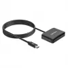 Lector de tarjetas de chip por contacto USB-C Manhattan con ranura microSD, conector macho USB Type-C a interfaz de lector por contacto y microSDXC, compatible con Windows, macOS y Linux, lee tarjetas SIM con adaptador, cable de 1 m, Negro, tres años de garantía