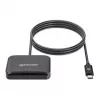 Lector de tarjetas de chip por contacto USB-C Manhattan con ranura microSD, conector macho USB Type-C a interfaz de lector por contacto y microSDXC, compatible con Windows, macOS y Linux, lee tarjetas SIM con adaptador, cable de 1 m, Negro, tres años de garantía