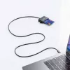 Lector de tarjetas de chip por contacto USB-C Manhattan con ranura microSD, conector macho USB Type-C a interfaz de lector por contacto y microSDXC, compatible con Windows, macOS y Linux, lee tarjetas SIM con adaptador, cable de 1 m, Negro, tres años de garantía