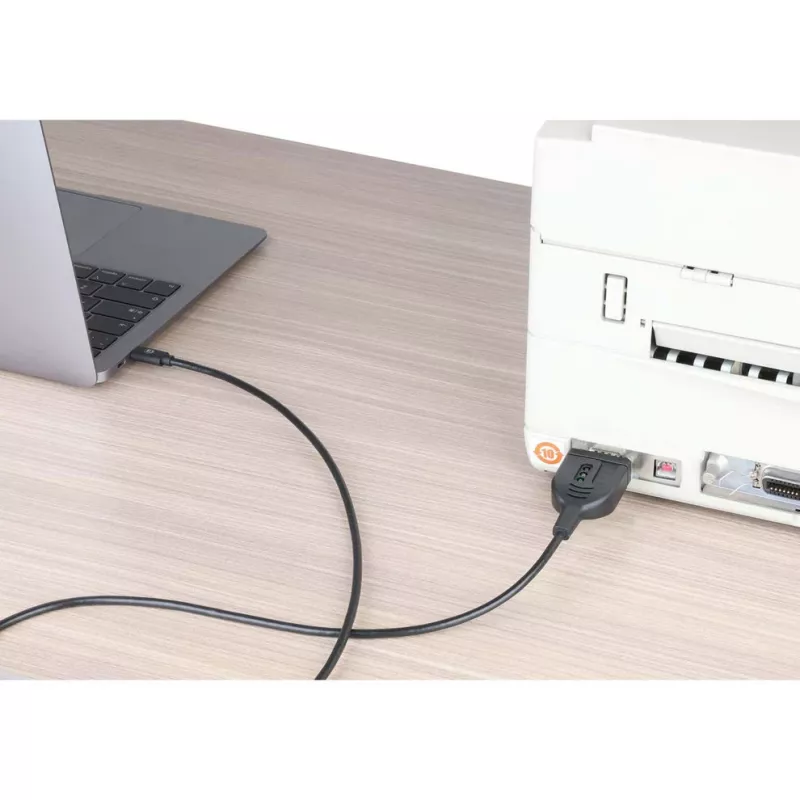 Cable convertidor USB-C a serie Manhattan, 1 m, conector macho a conector macho, serie/RS232/COM/DB9, chip Prolific PL2303GT, cable Negro, tres años de garantía