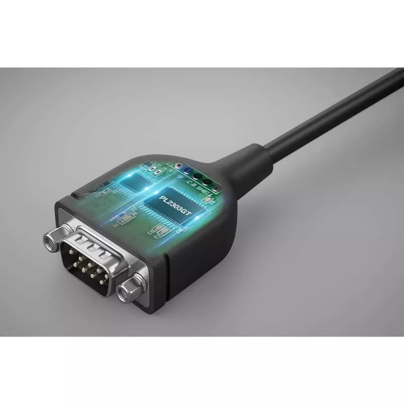 Cable convertidor USB-C a serie Manhattan, 1 m, conector macho a conector macho, serie/RS232/COM/DB9, chip Prolific PL2303GT, cable Negro, tres años de garantía