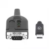 Cable convertidor USB-C a serie Manhattan, 1 m, conector macho a conector macho, serie/RS232/COM/DB9, chip Prolific PL2303GT, cable Negro, tres años de garantía