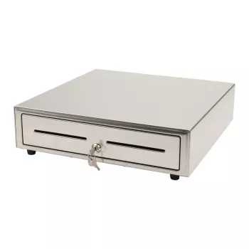 Cajón portamonedas manual Olympia LD 410S, carcasa de acero inoxidable, 415 × 410 × 104 mm, 6,5 kg