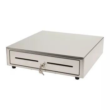 Cajón portamonedas manual Olympia LD 410S, carcasa de acero inoxidable, 415 × 410 × 104 mm, 6,5 kg