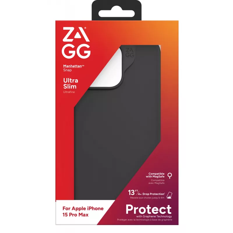 Funda ZAGG Manhattan Snap Apple iPhone 15 Pro Max negra EN/FR