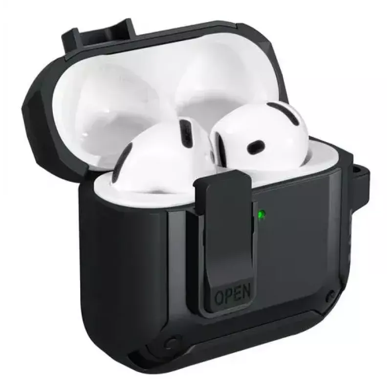 Funda protectora para AirPods 4 LAUT ZENTRY — policarbonato + TPU, negro