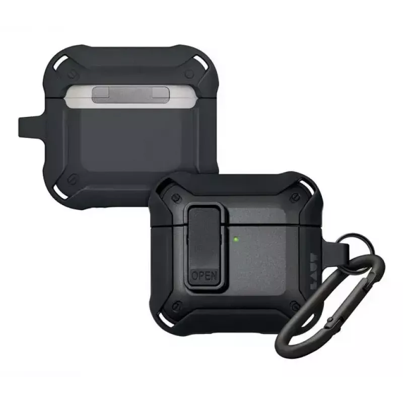 Funda protectora para AirPods 4 LAUT ZENTRY — policarbonato + TPU, negro