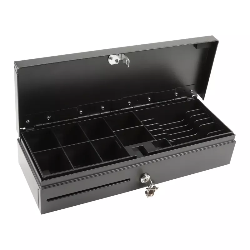 Cajón portamonedas electrónico Olympia HS-170 acero negro 460x170x100mm