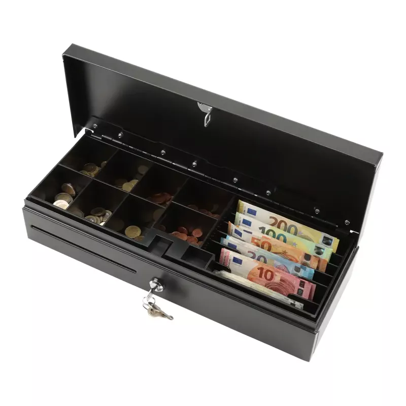 Cajón portamonedas electrónico Olympia HS-170 acero negro 460x170x100mm