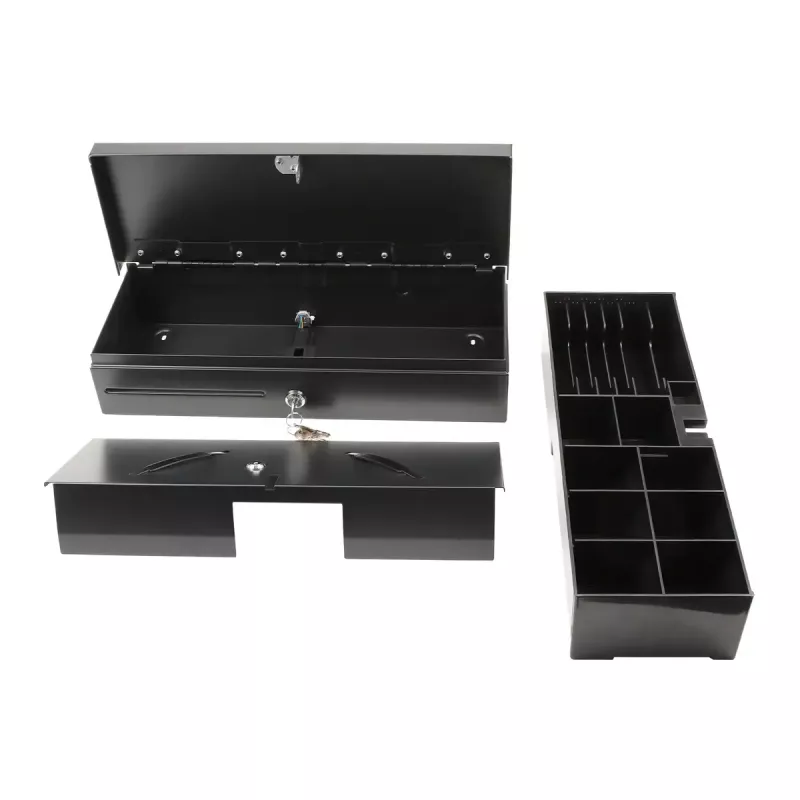 Cajón portamonedas electrónico Olympia HS-170 acero negro 460x170x100mm