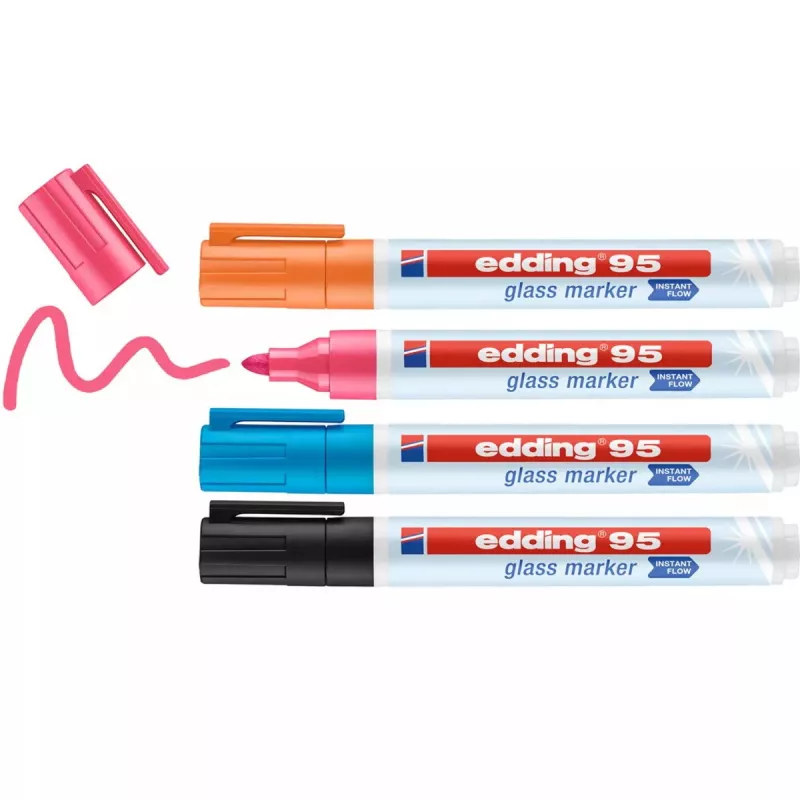 Rotulador para vidrio Edding 95 punta redonda negro azul naranja rosa