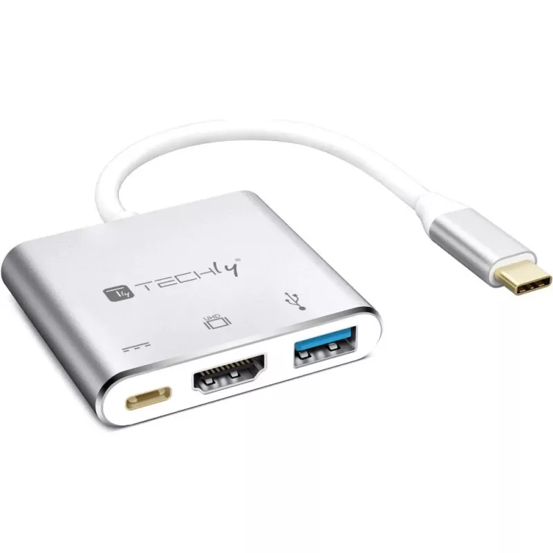 Dock para portátil/replicador de puertos Techly IADAP USB31-HDMIPTY cableado USB 3.2 Gen 1 (3.1 Gen 1) Type-C plateado