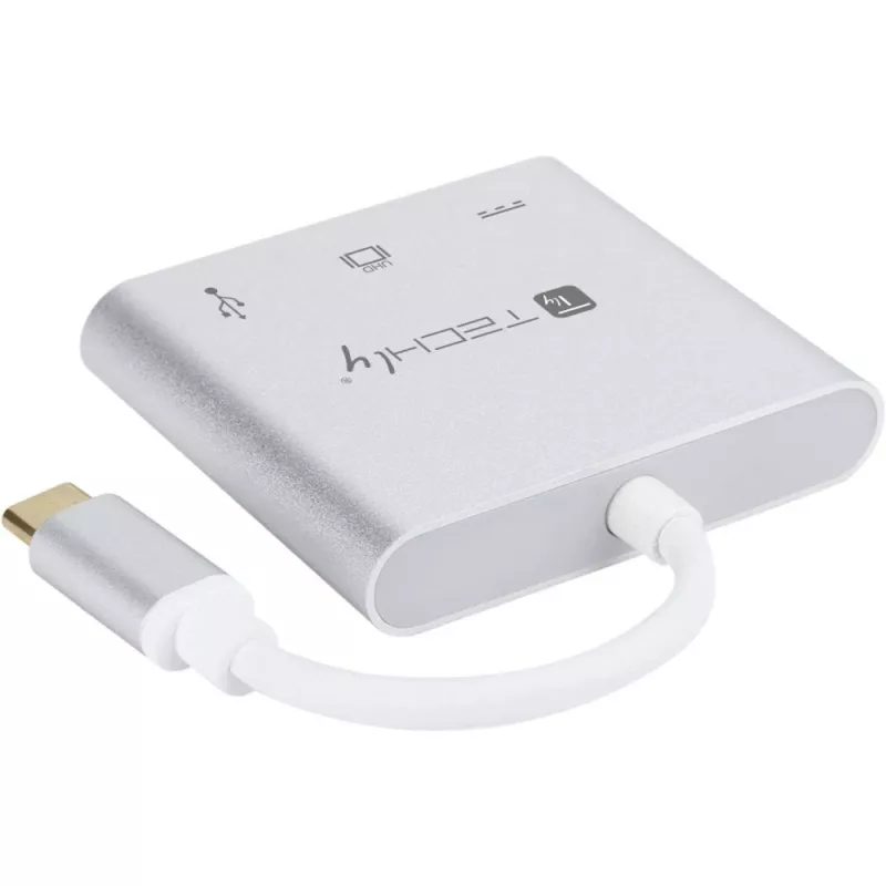 Dock para portátil/replicador de puertos Techly IADAP USB31-HDMIPTY cableado USB 3.2 Gen 1 (3.1 Gen 1) Type-C plateado