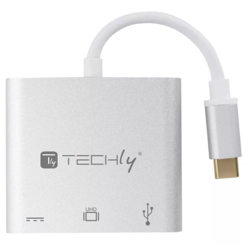 Dock para portátil/replicador de puertos Techly IADAP USB31-HDMIPTY cableado USB 3.2 Gen 1 (3.1 Gen 1) Type-C plateado