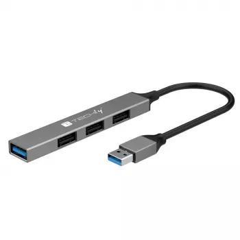 Dock para portátil/replicador de puertos Techly IUSB32-HUB4A-3U2SLS Cableado USB 3.2 Gen 1 (3.1 Gen 1) Tipo-A Gris