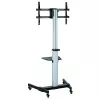Soporte de suelo con bandeja Techly para TV LCD/LED 37-86 inch, 200 x 200 mm, 600 x 400 mm, -10 - 5°, 180°, Aluminio, Plástico, Acero, Negro, Gris