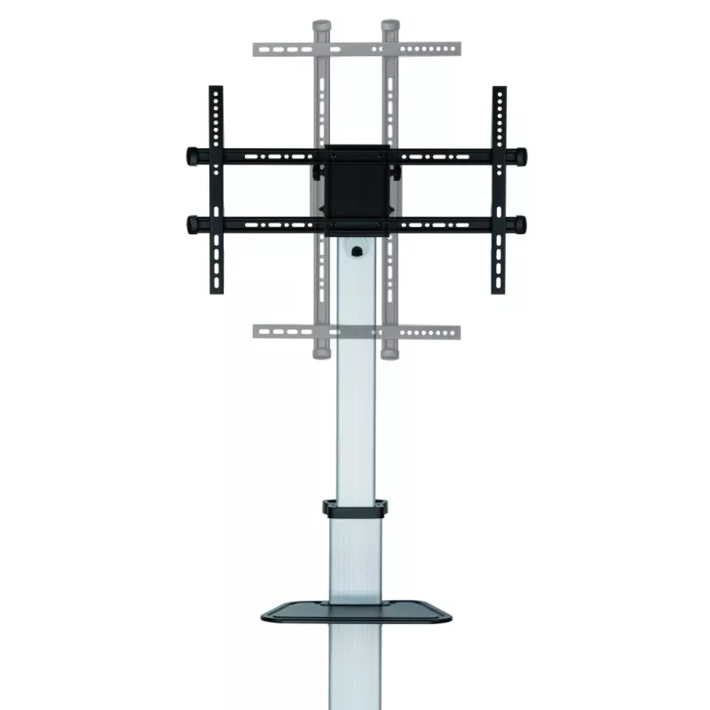 Soporte de suelo con bandeja Techly para TV LCD/LED 37-86 inch, 200 x 200 mm, 600 x 400 mm, -10 - 5°, 180°, Aluminio, Plástico, Acero, Negro, Gris