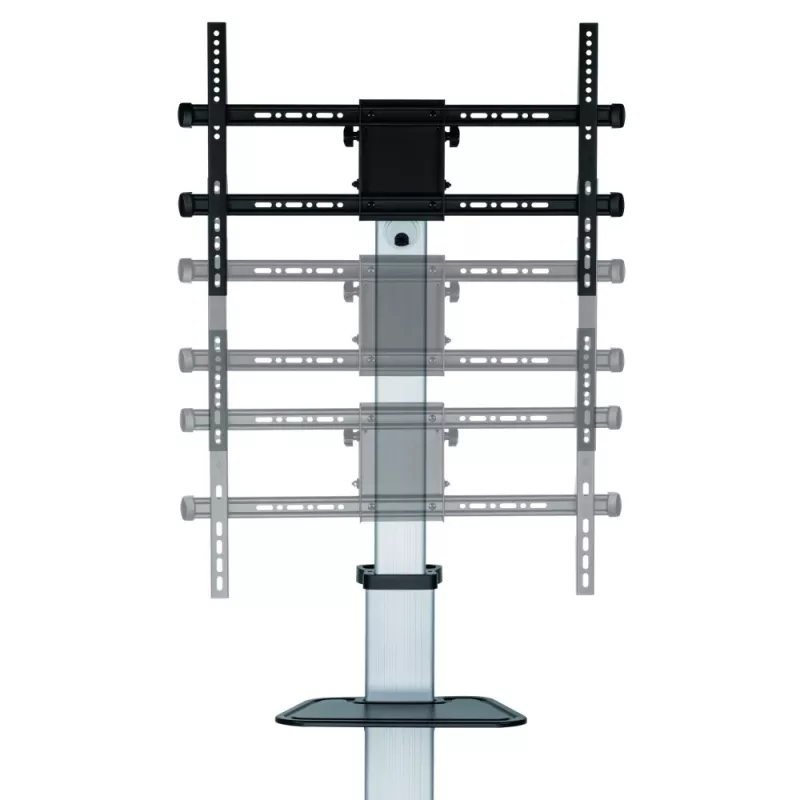 Soporte de suelo con bandeja Techly para TV LCD/LED 37-86 inch, 200 x 200 mm, 600 x 400 mm, -10 - 5°, 180°, Aluminio, Plástico, Acero, Negro, Gris