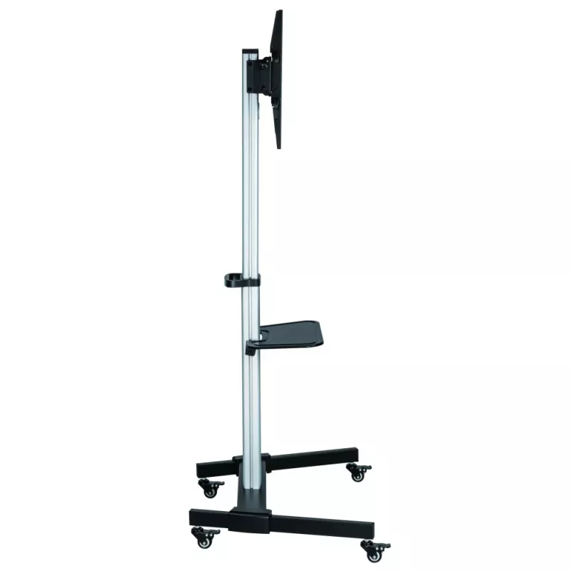 Soporte de suelo con bandeja Techly para TV LCD/LED 37-86 inch, 200 x 200 mm, 600 x 400 mm, -10 - 5°, 180°, Aluminio, Plástico, Acero, Negro, Gris