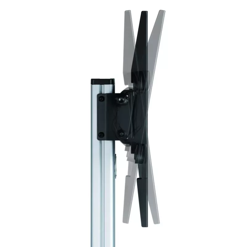 Soporte de suelo con bandeja Techly para TV LCD/LED 37-86 inch, 200 x 200 mm, 600 x 400 mm, -10 - 5°, 180°, Aluminio, Plástico, Acero, Negro, Gris