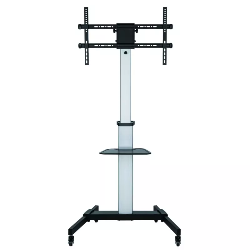 Soporte de suelo con bandeja Techly para TV LCD/LED 37-86 inch, 200 x 200 mm, 600 x 400 mm, -10 - 5°, 180°, Aluminio, Plástico, Acero, Negro, Gris
