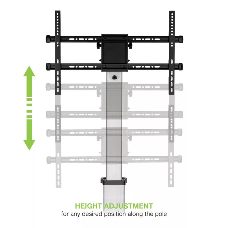 Soporte de suelo con bandeja Techly para TV LCD/LED 37-86 inch, 200 x 200 mm, 600 x 400 mm, -10 - 5°, 180°, Aluminio, Plástico, Acero, Negro, Gris