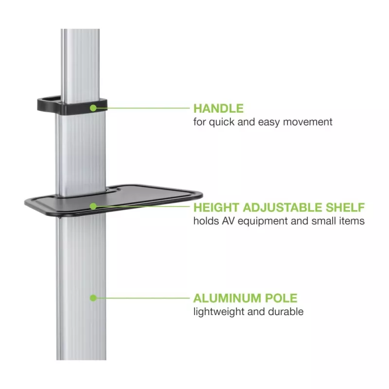 Soporte de suelo con bandeja Techly para TV LCD/LED 37-86 inch, 200 x 200 mm, 600 x 400 mm, -10 - 5°, 180°, Aluminio, Plástico, Acero, Negro, Gris