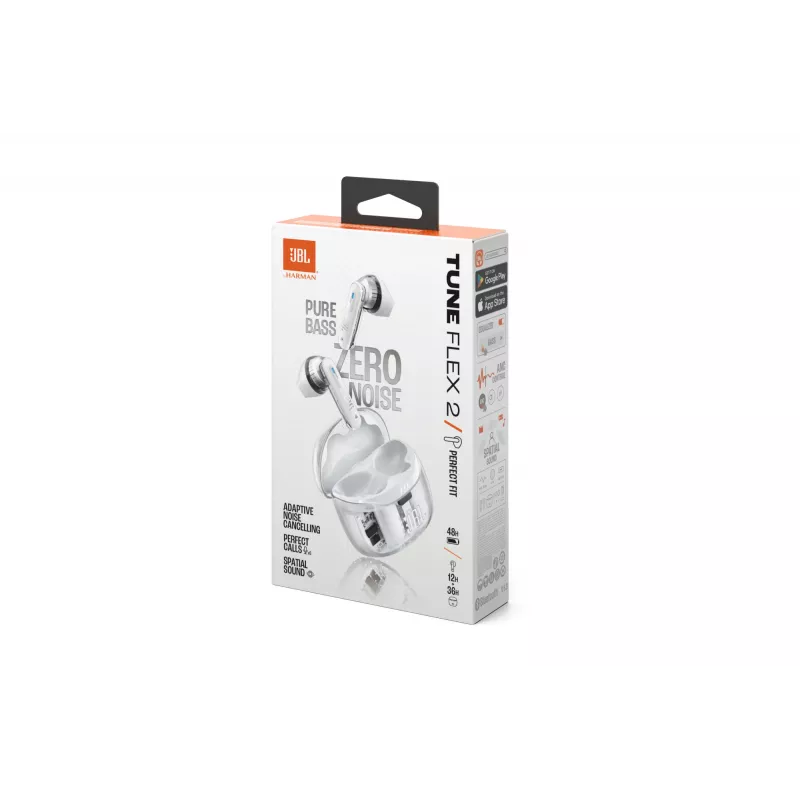 Auriculares JBL Tune Flex 2 Ghost Edition — True Wireless (TWS) In-Ear, Bluetooth, 20–20000 Hz, Blanco