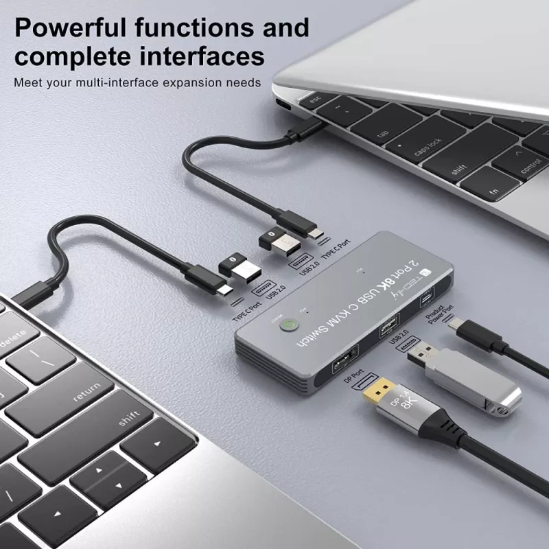 Conmutador KVM Techly IDATA KVM-DPC8K Gris