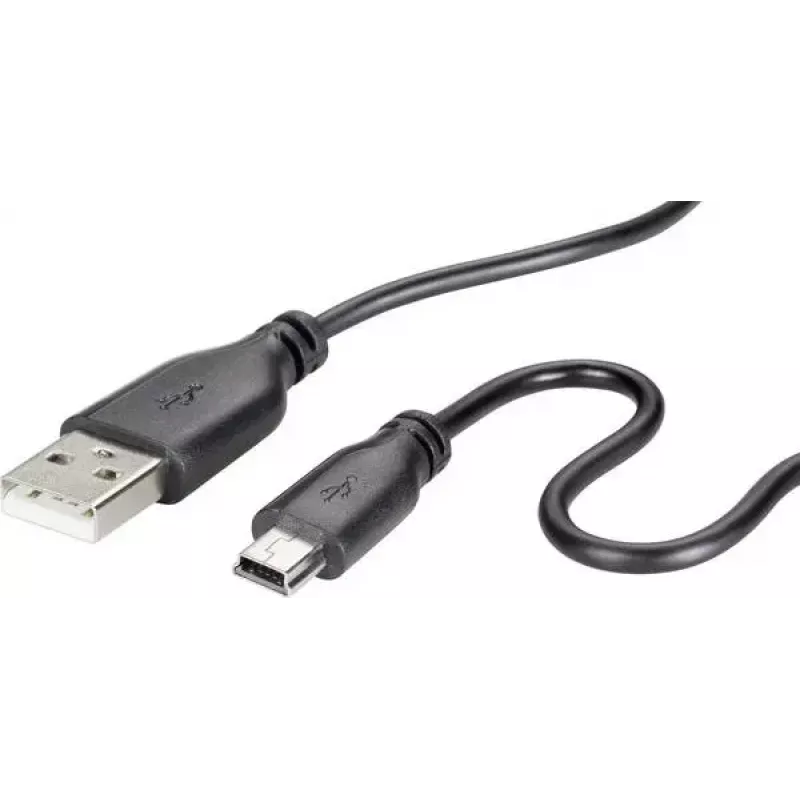 Renkforce RF-4080792 Cable de datos USB 2.0, USB-A a Mini-USB-B, 1 m, Negro