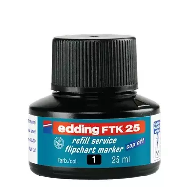 Tinta de recarga para rotulador Edding ED-FTK25-001, tinta negra, 25 ml, 1 ud.