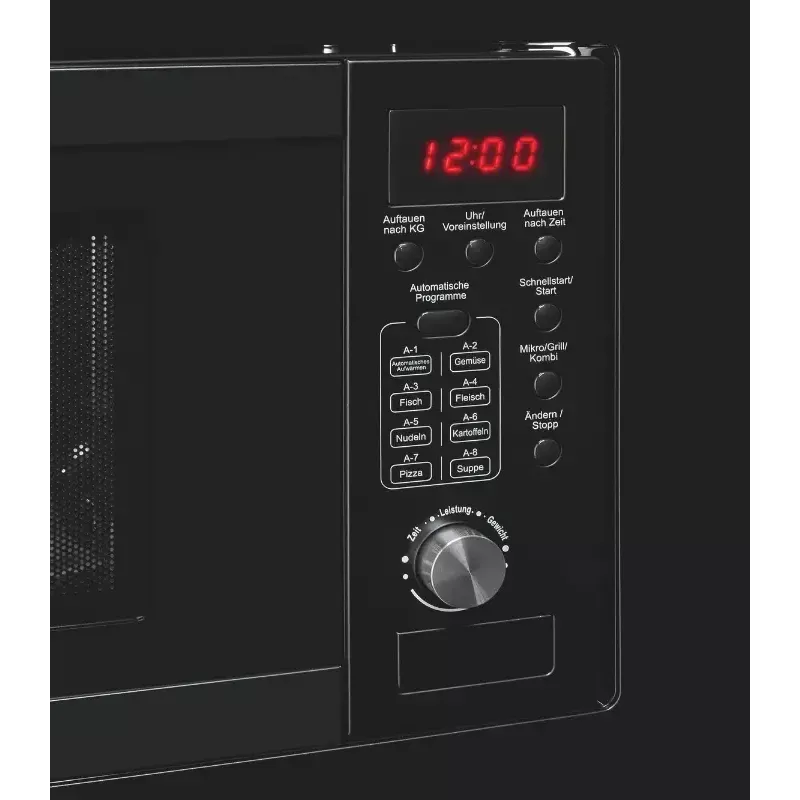 Microondas con grill integrable Exquisit EMW20.1 G — 20 l, 800 W, negro, manejo por botones y mando giratorio, pantalla integrada