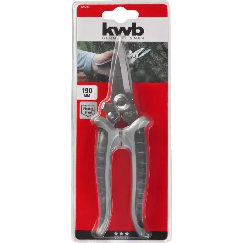 Tijeras de jardín KWB 926790 mango largo hoja recta 190 mm