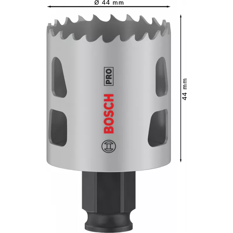Sierra de corona Bosch PRO Multi Material PC Plus 44 mm para taladro, apta para pladur, metal, plástico, madera blanda