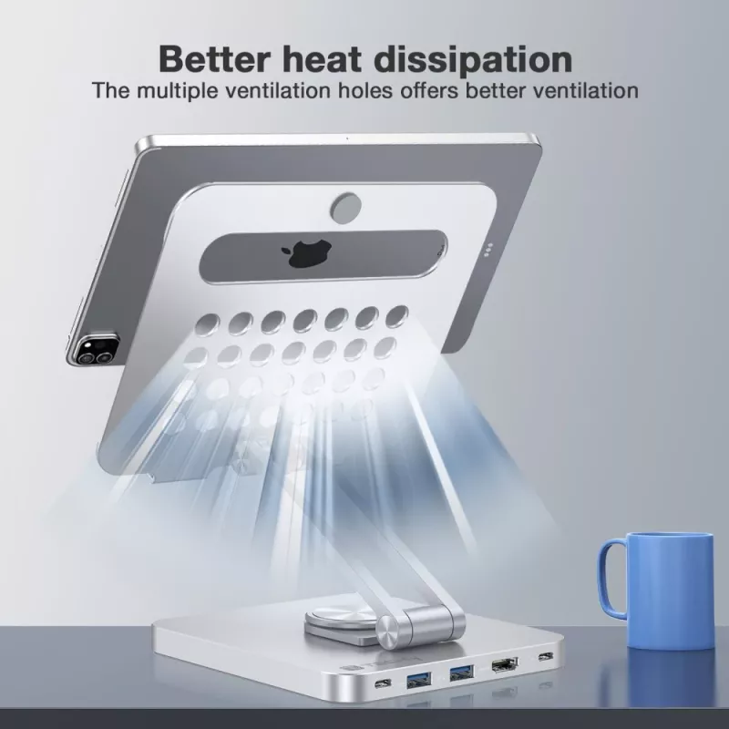 Techly hub USB-C 8 en 1 soporte para tablet con docking station
