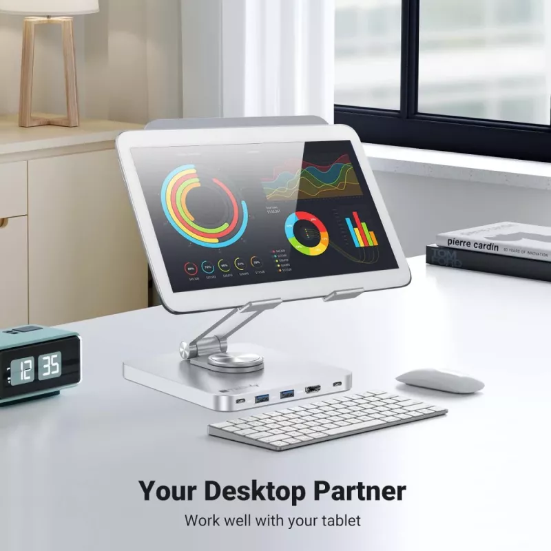 Techly hub USB-C 8 en 1 soporte para tablet con docking station