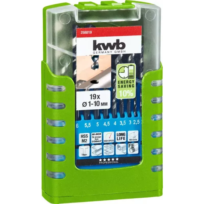 Juego de brocas KWB 258819 19 pzs. giro a derechas