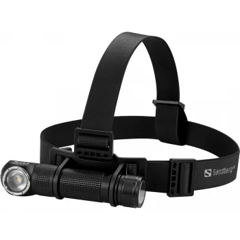 Sandberg Linterna frontal 1000 Pro, linterna de cabeza, negra, aluminio, IP66, LED, 25 lm