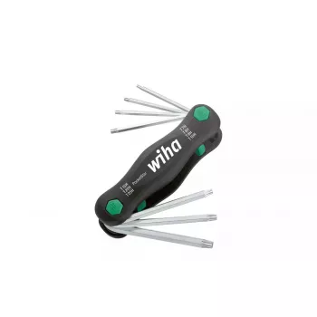 Juego de llaves Torx plegables Wiha 25128 – 7 piezas (T7–T25), negro/verde, 104 g