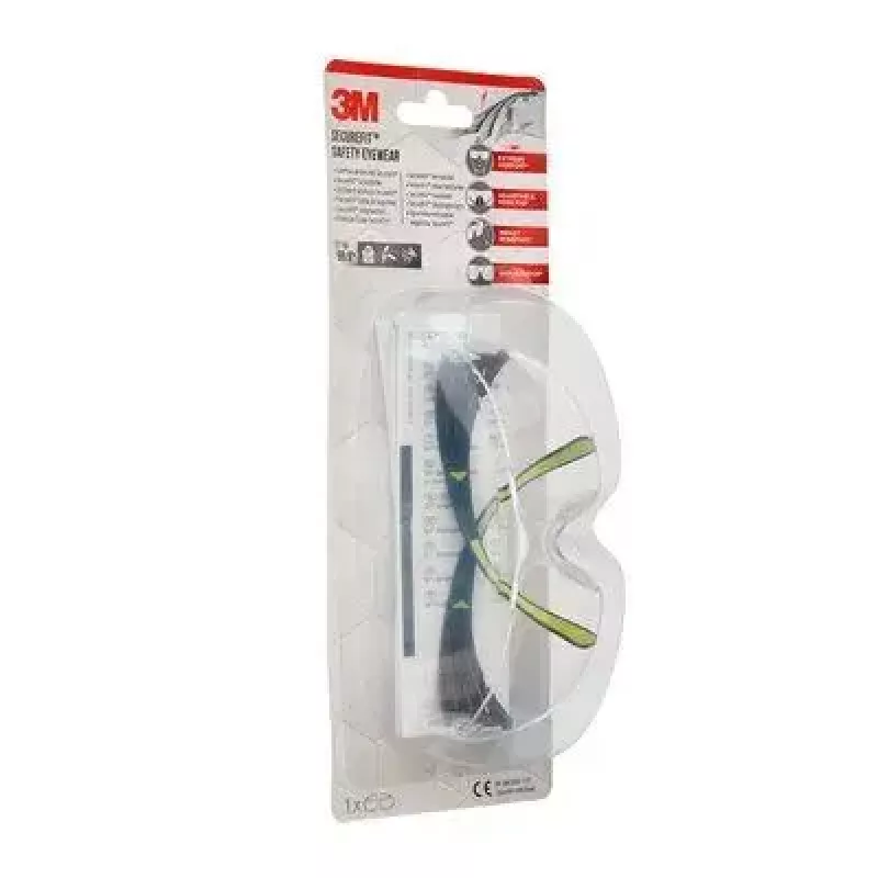 Gafas de seguridad 3M SF4000CC1 — gafas de protección de plástico, lente transparente, negro/verde