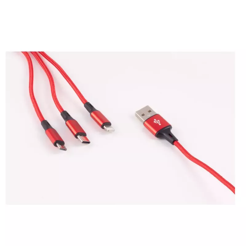shiverpeaks BASIC-S Cable de carga 3 en 1, USB-A a Micro-B + USB-C + 8 pines, rojo, 1,2 m