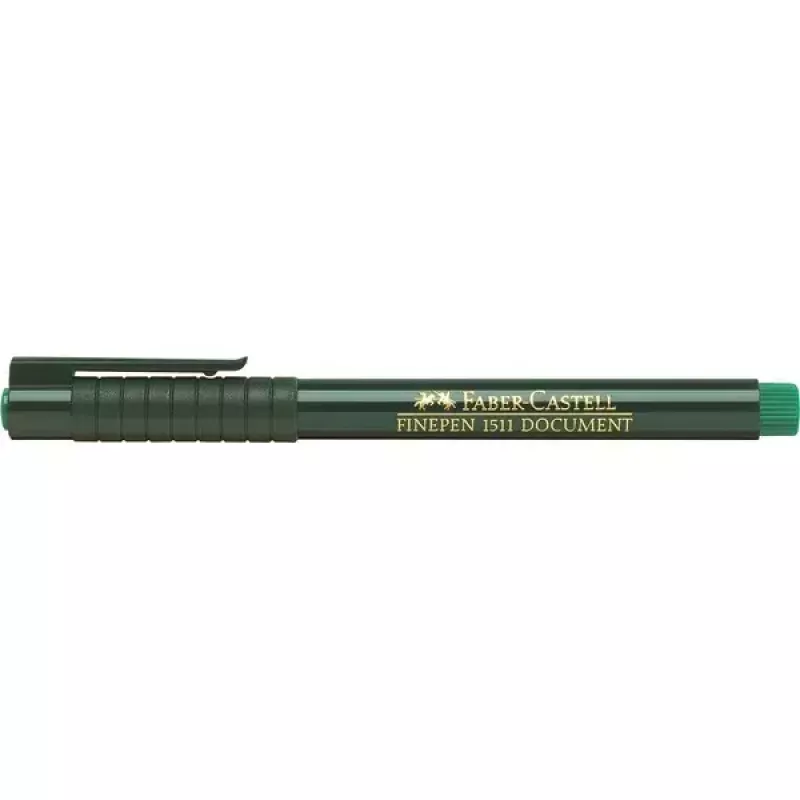 Rotulador fineliner Faber-Castell 151163 — tinta verde, cuerpo negro, forma redonda, 1 unidad