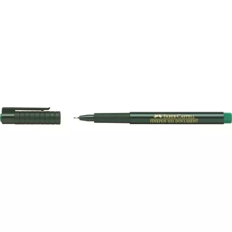 Rotulador fineliner Faber-Castell 151163 — tinta verde, cuerpo negro, forma redonda, 1 unidad