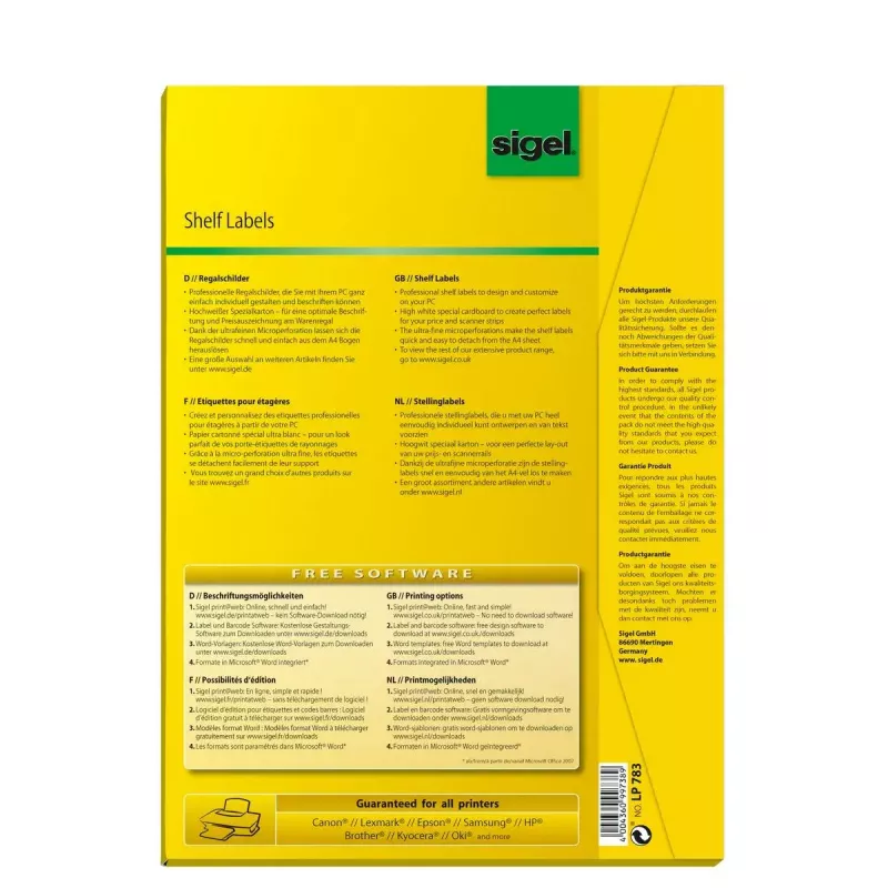 Etiqueta autoadhesiva Sigel LP783 rectangular blanca 420 uds.