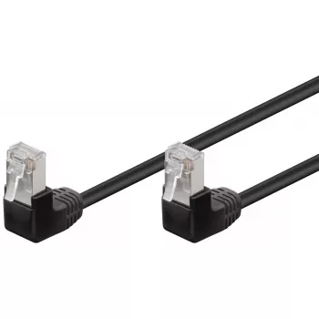 Cable de parcheo Goobay CAT 5e 2x 90° en ángulo F/UTP negro 3 m